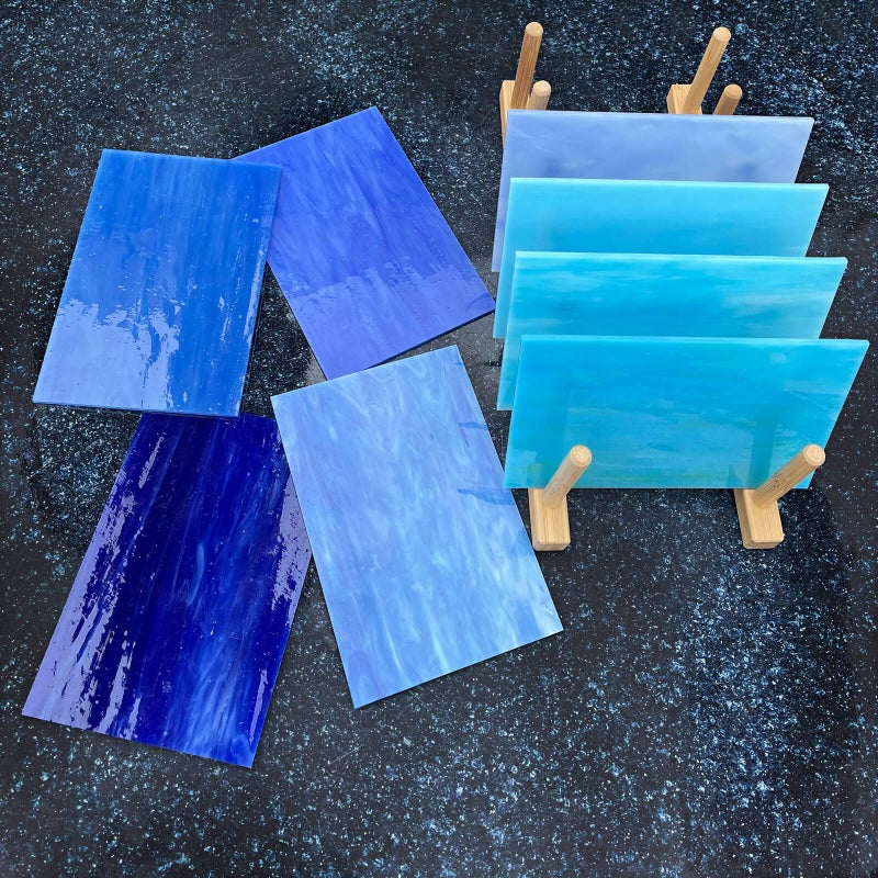 LITMIND 8 Sheets Blue Stained Glass Variety Pack, 4 x 6 Inch Mosaic Tiles for Crafts, Art Pack, Mixed Colors and Textures (Shades of Blue) - Image 4